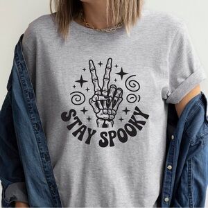 Stay Spooky Graphic Tee - Light Gray